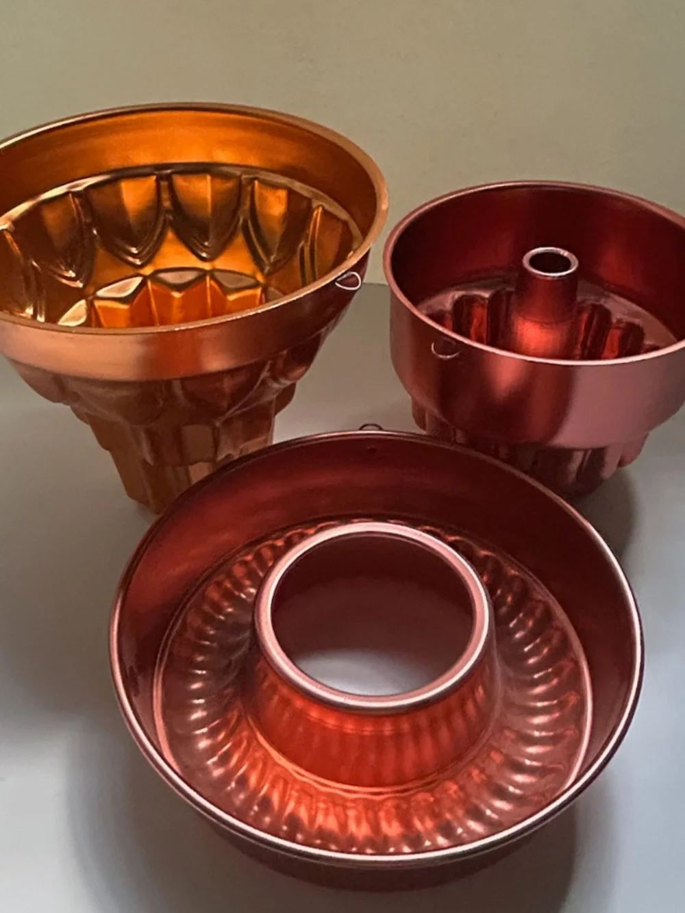Vintage Set of 3 Copper Toned Aluminum Molds